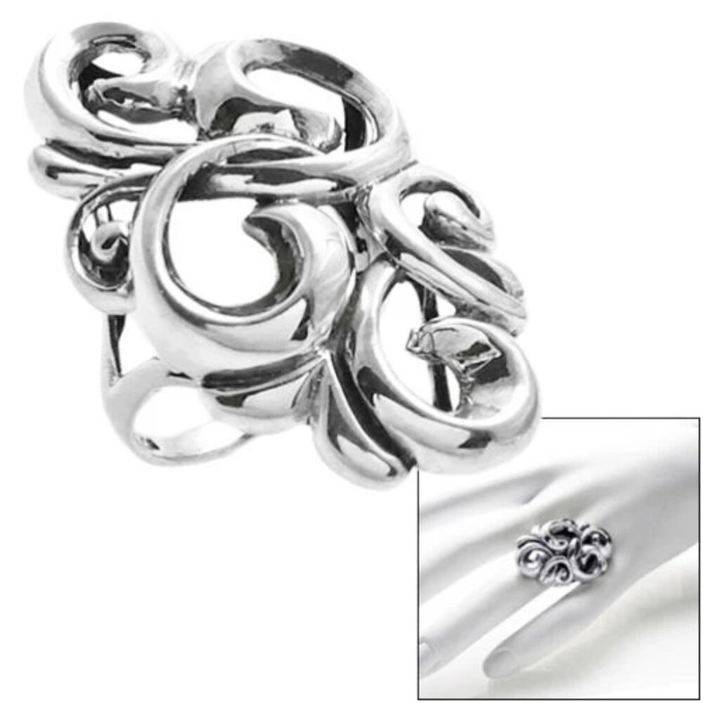 Powerful Yet Graceful Large Tempest Scroll Ring In Sterling Silver